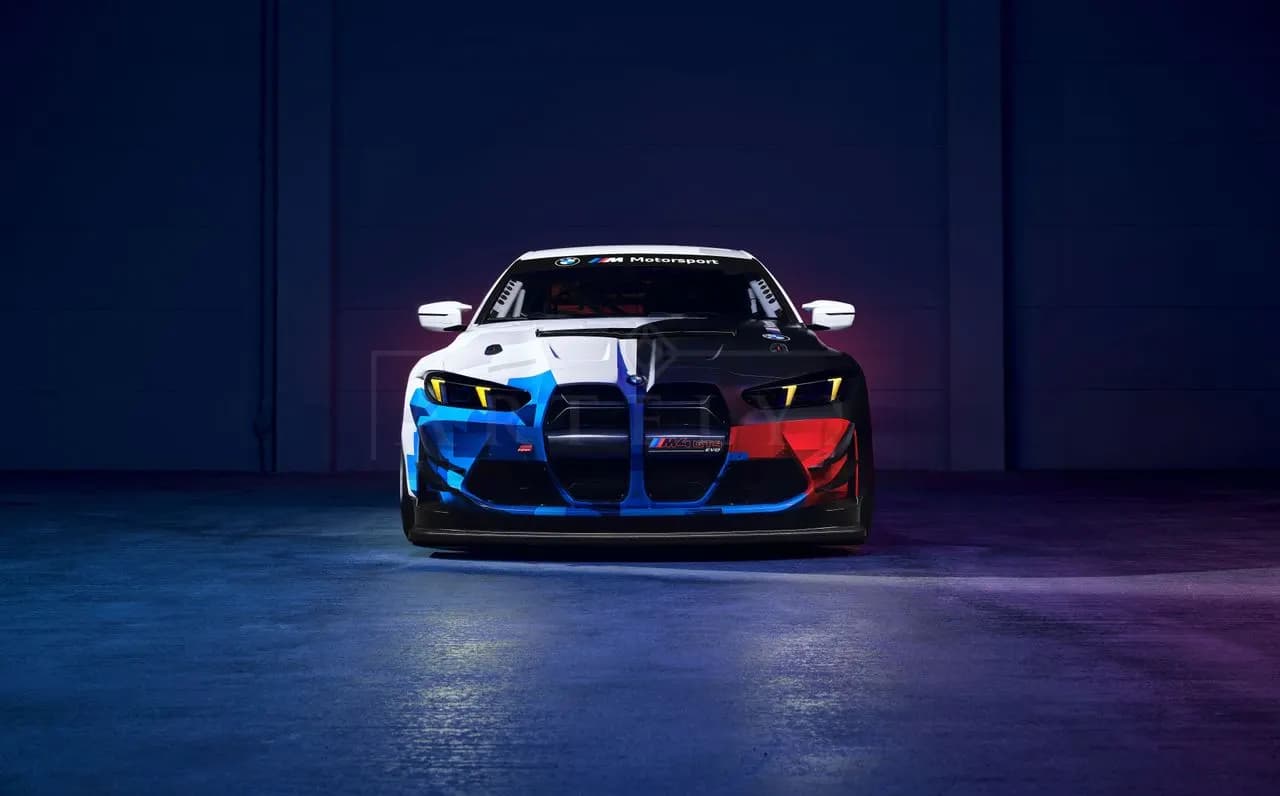 BMW M4 GT4 EVO Front View metal wall art by Artelyx Studios