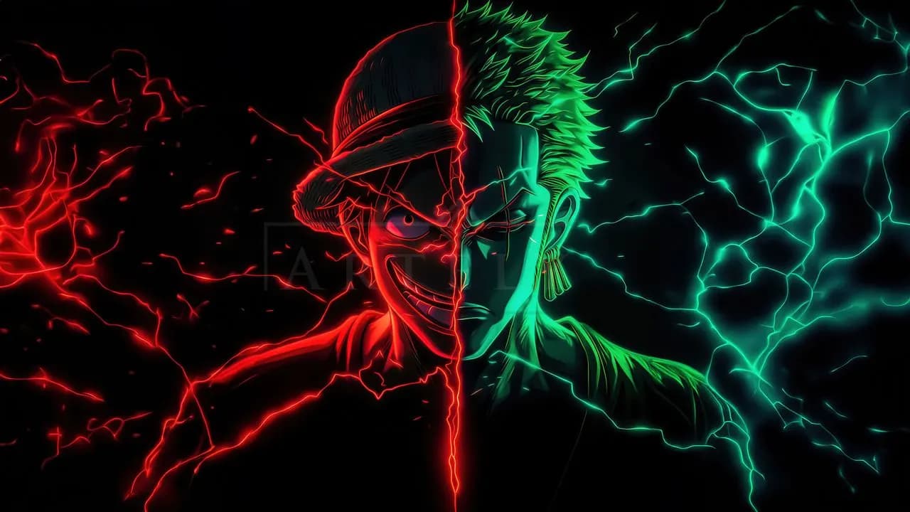 Luffy and Zoro Dual Surge metal wall art by Artelyx Studios