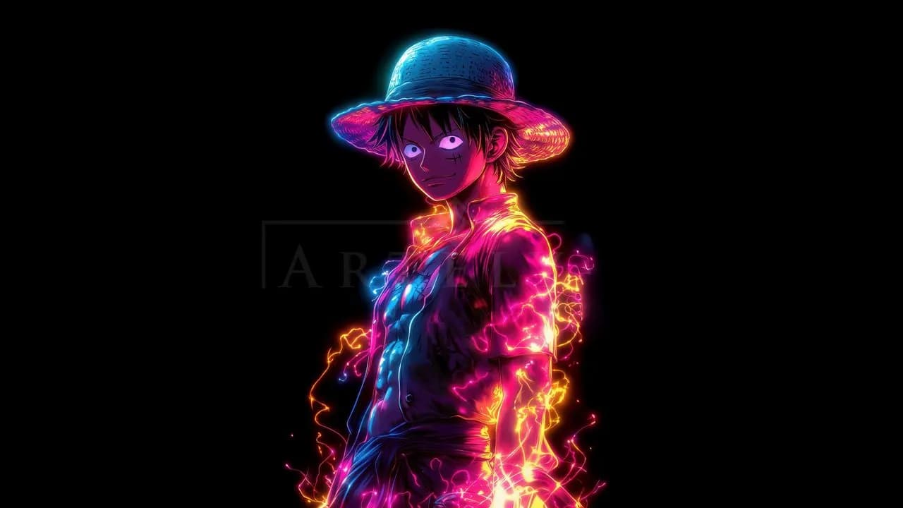 Luffy Neon Charge metal wall art by Artelyx Studios