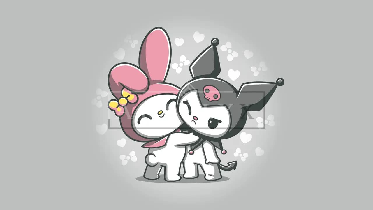 My Melody and Kuromi Cute Hug metal wall art by Artelyx Studios