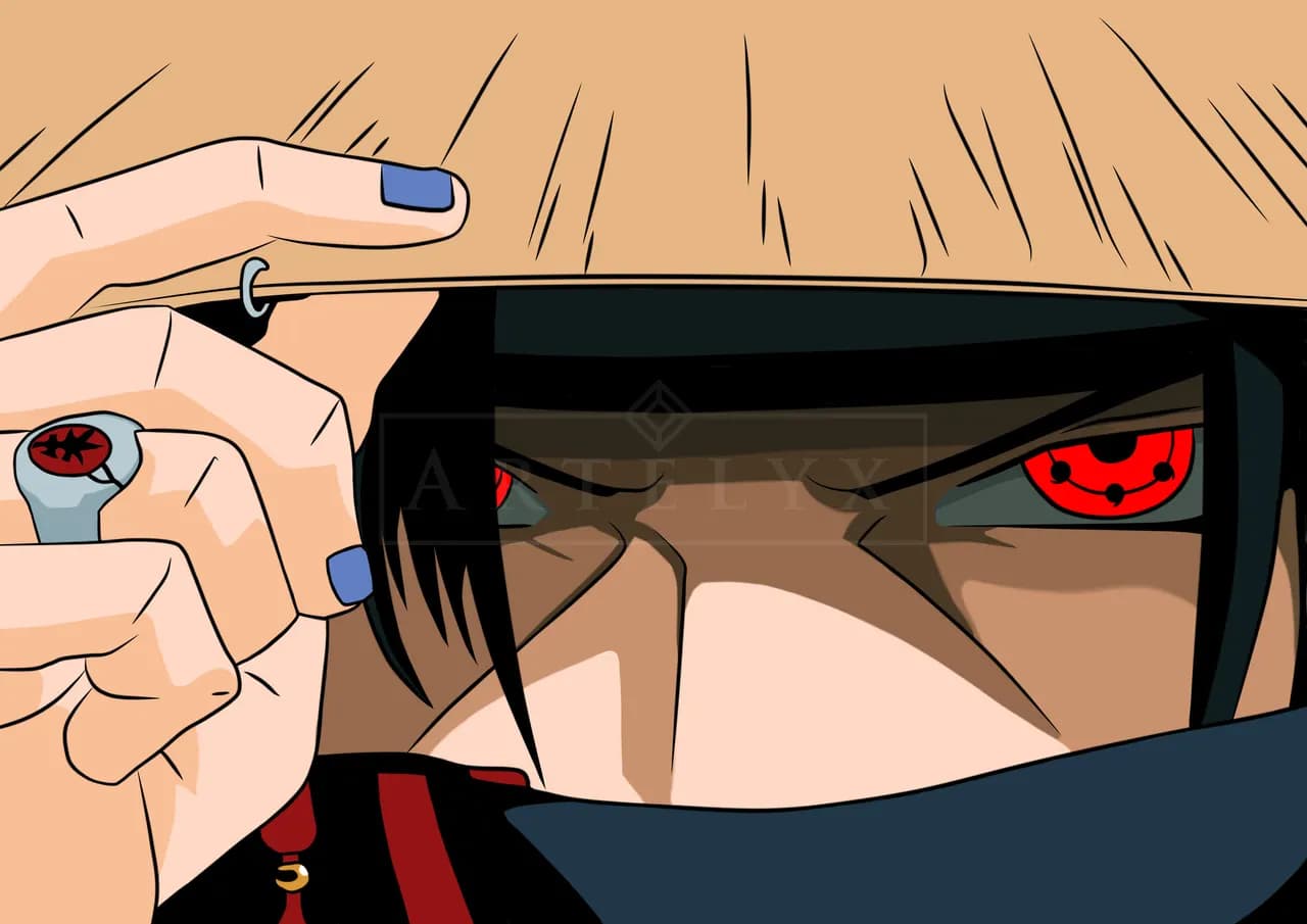 Itachi Uchiha Sharingan Close-Up metal wall art by Artelyx Studios