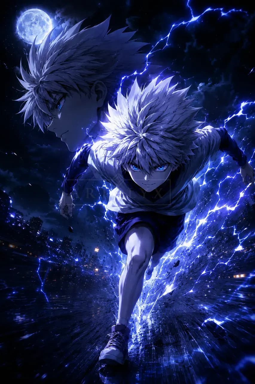 Killua Midnight Rush metal wall art by Artelyx Studios