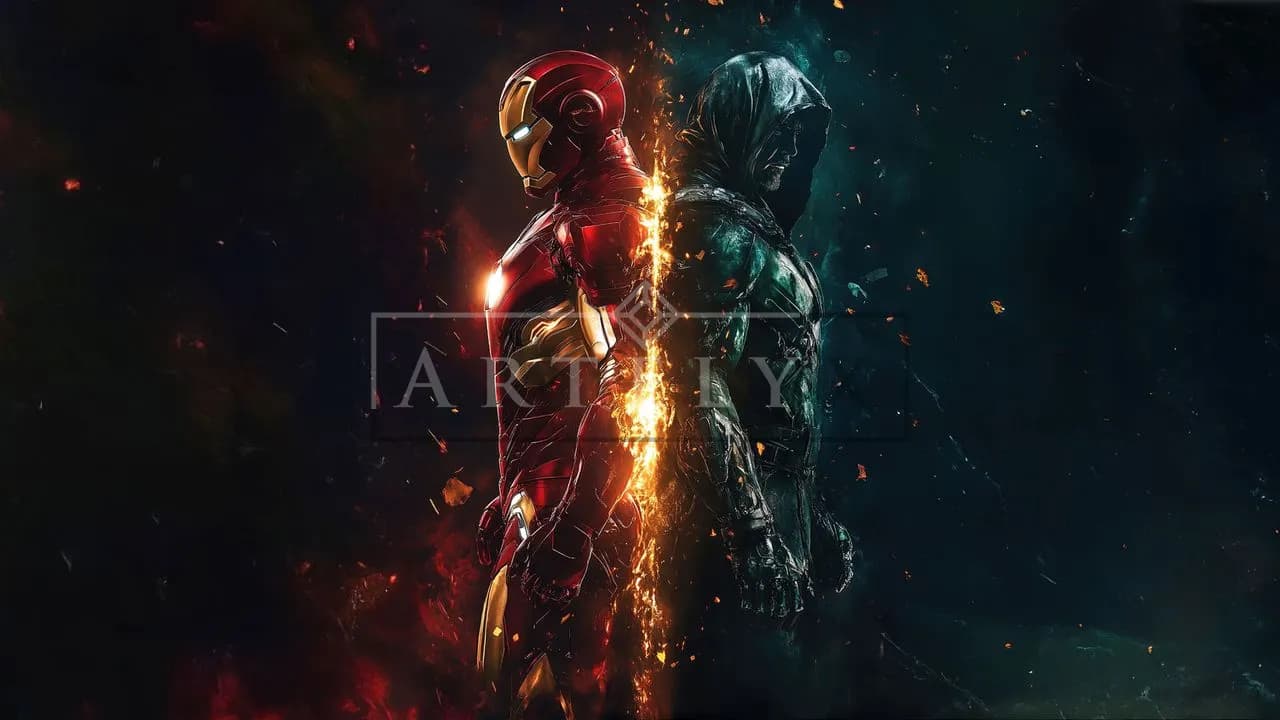Clash of Power and Shadow metal wall art by Artelyx Studios