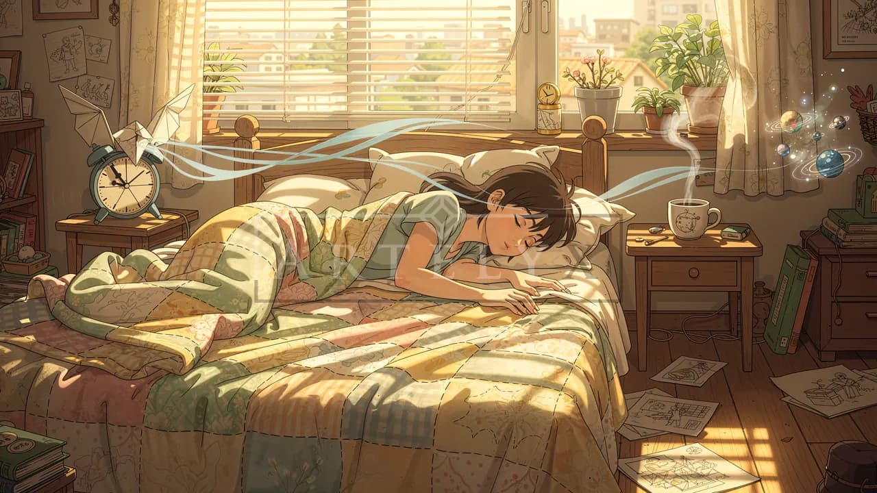 Sunlit Anime Bedroom Dream metal wall art by Artelyx Studios