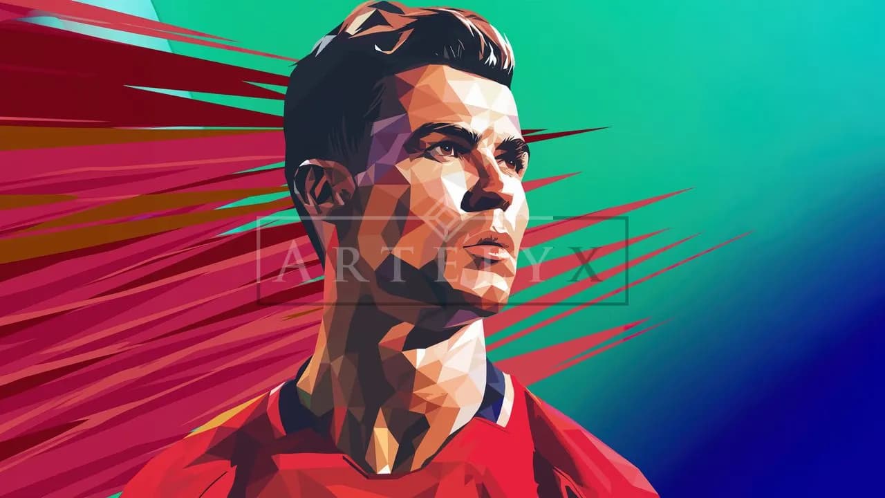 Geometric Football Portrait metal wall art by Artelyx Studios