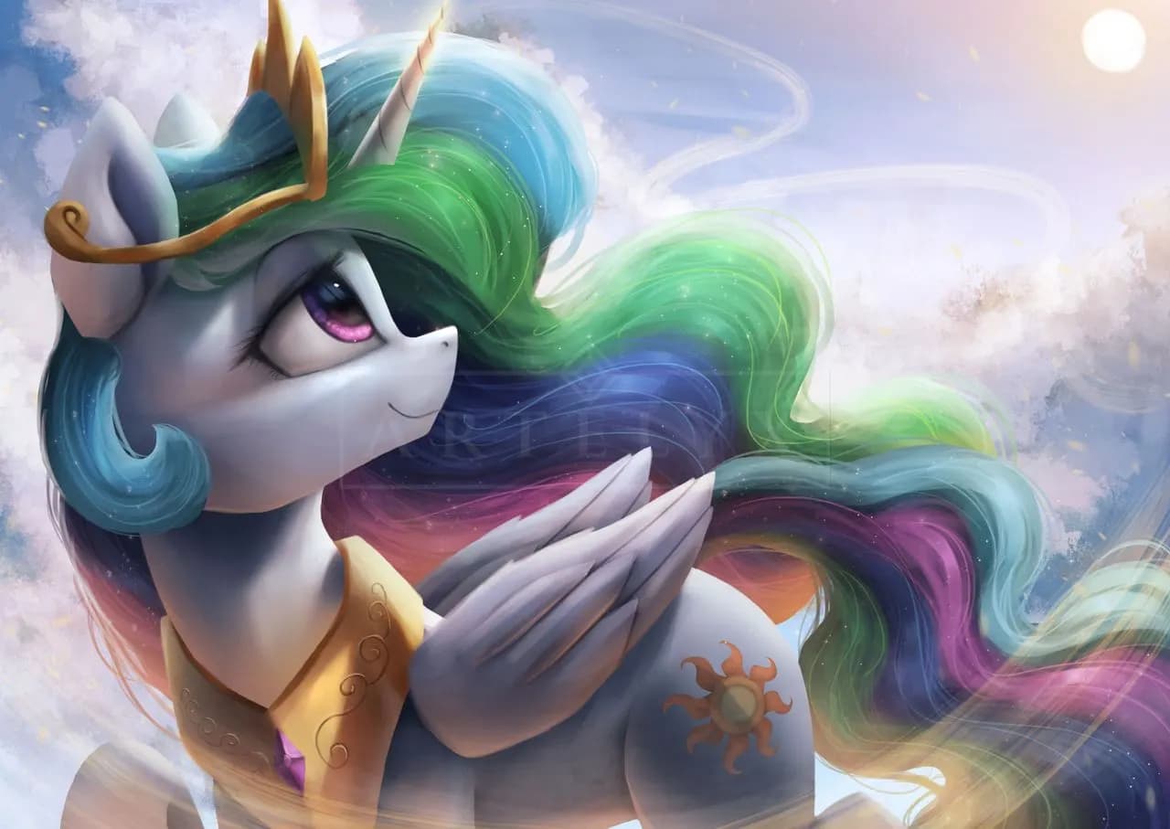Princess Celestia Fantasy Portrait metal wall art by Artelyx Studios