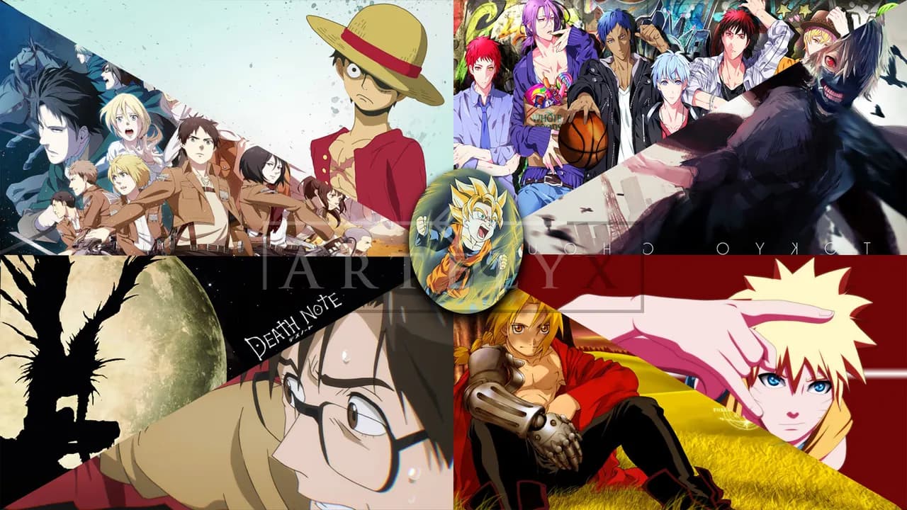 Anime Legends Collage of Iconic Series metal wall art by Artelyx Studios