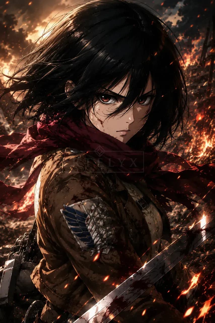 Mikasa Ackerman Close Combat metal wall art by Artelyx Studios