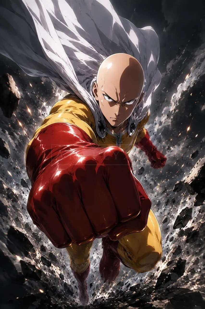 Saitama Serious Punch metal wall art by Artelyx Studios