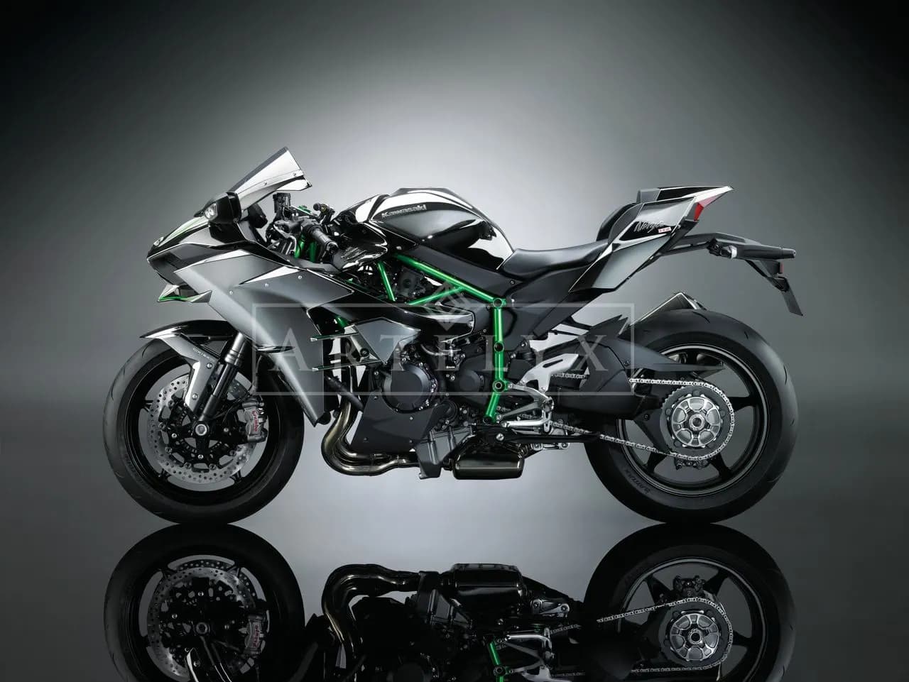 Studio Shot of a High-Performance Sport Motorcycle metal wall art by Artelyx Studios
