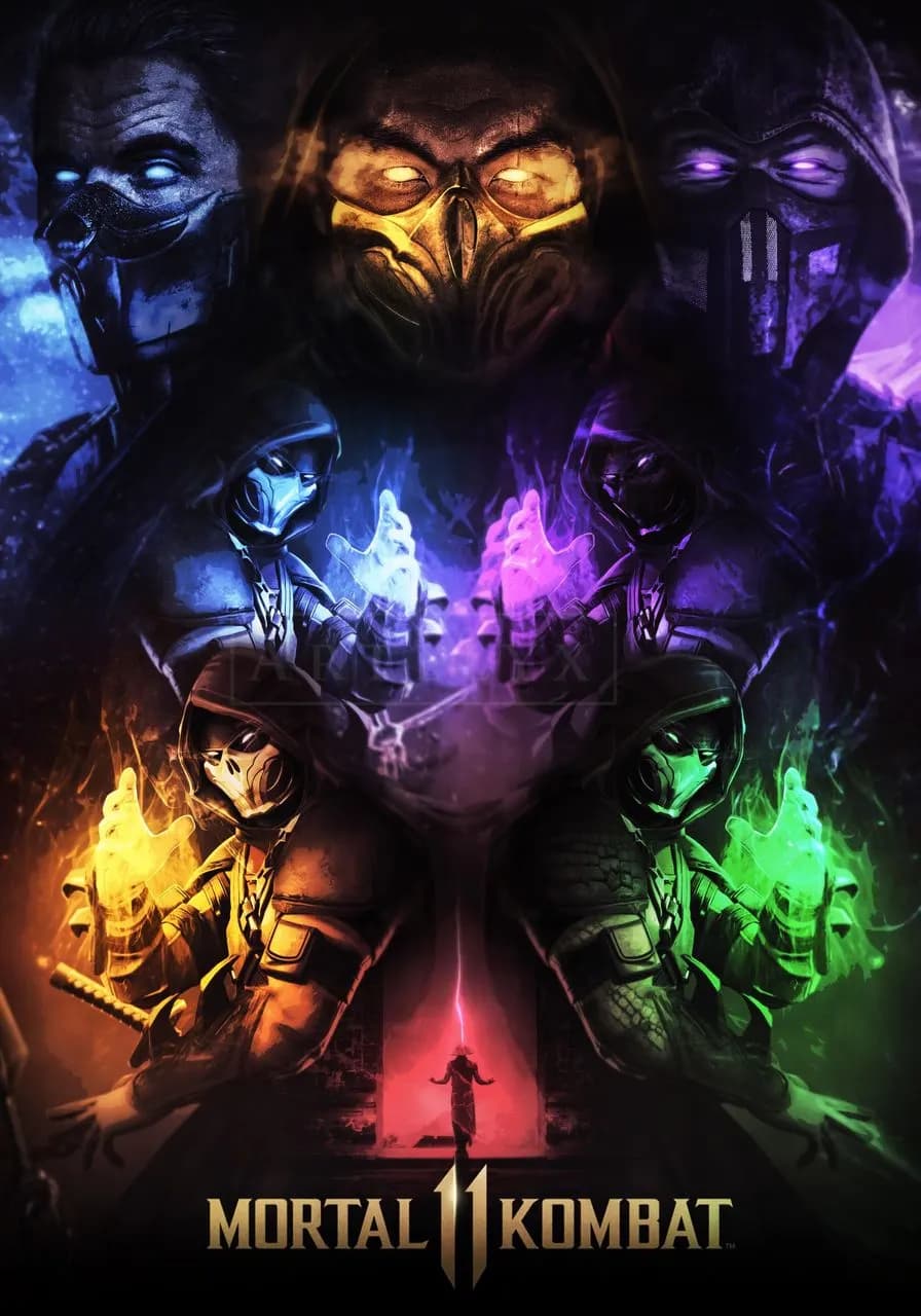Elemental Warriors Action Poster metal wall art by Artelyx Studios