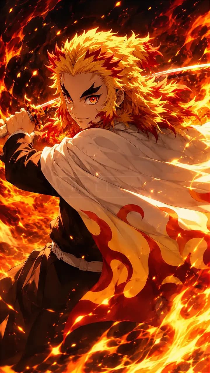 Rengoku Inferno Slash metal wall art by Artelyx Studios