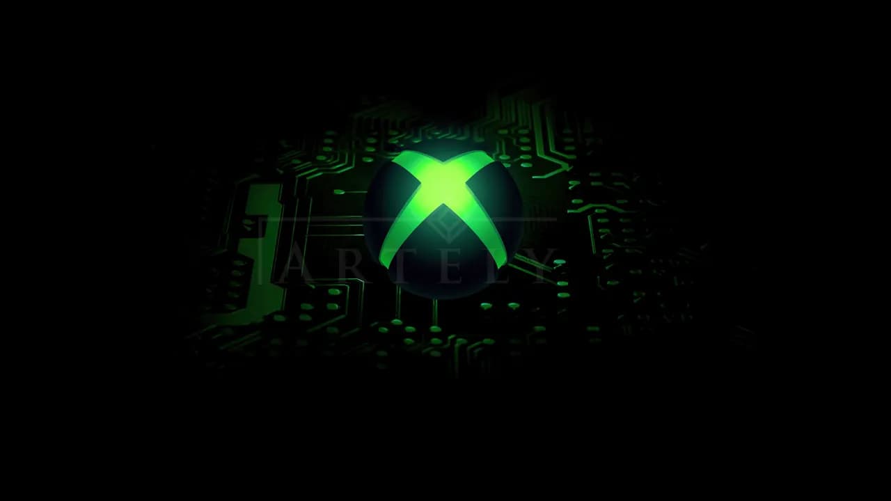 Xbox Neon Logo on Dark Circuit Background metal wall art by Artelyx Studios