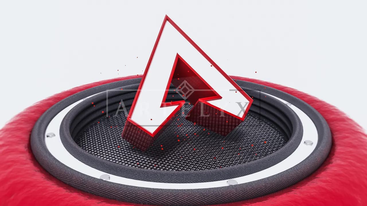 Artelyx Mark on a Red Speaker metal wall art by Artelyx Studios