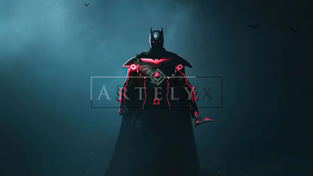 Neon Knight of the Endless Night metal wall art by Artelyx Studios