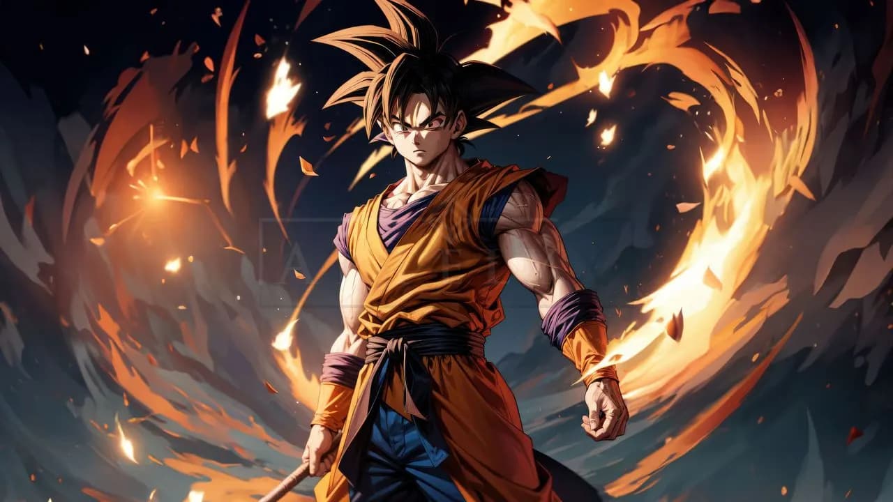 Goku Inferno Stance metal wall art by Artelyx Studios