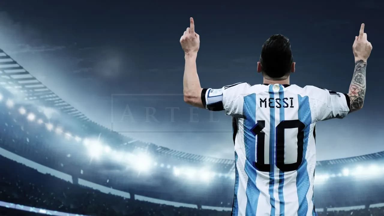 Messi World Champion Back View metal wall art by Artelyx Studios