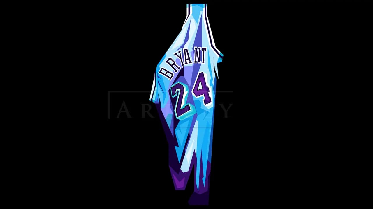 Bryant No. 24 Hanging Jersey metal wall art by Artelyx Studios