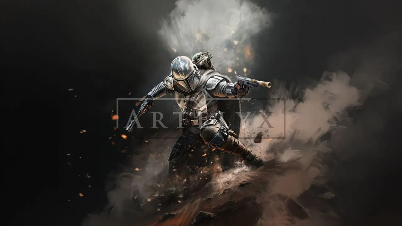 Armored Guardian in a Blast of Smoke metal wall art by Artelyx Studios