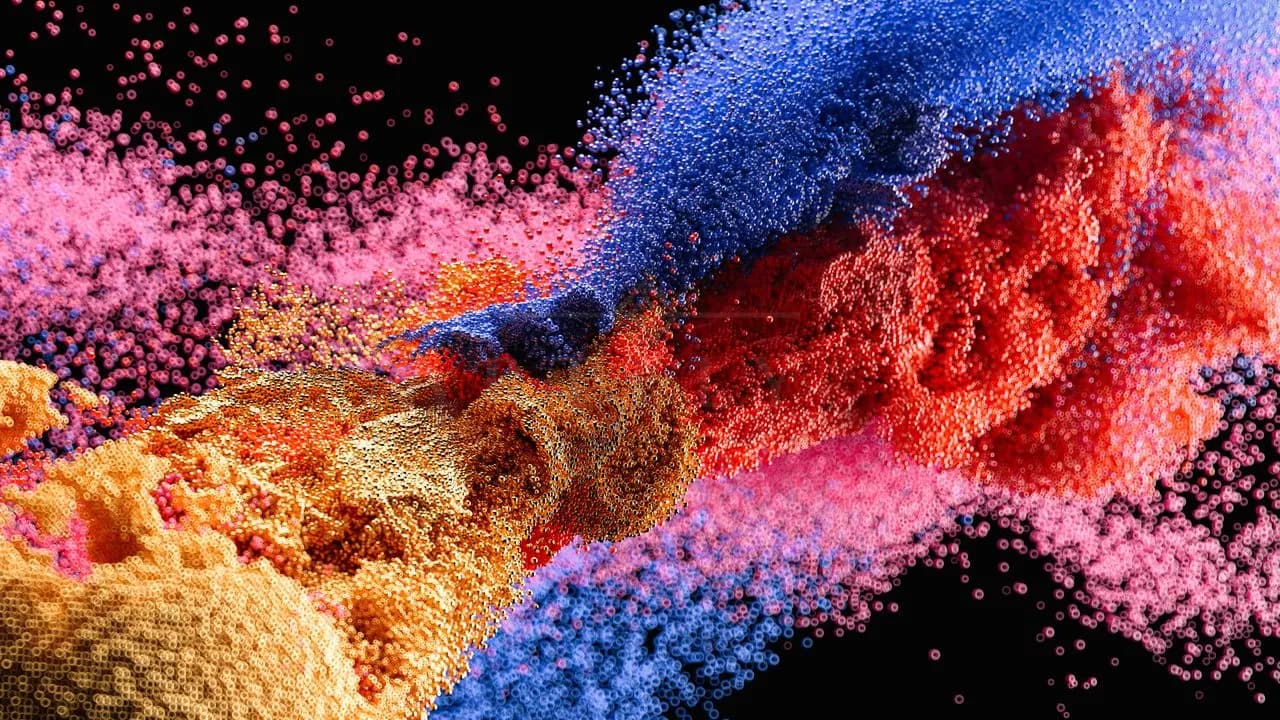 Chromatic Particle Burst metal wall art by Artelyx Studios