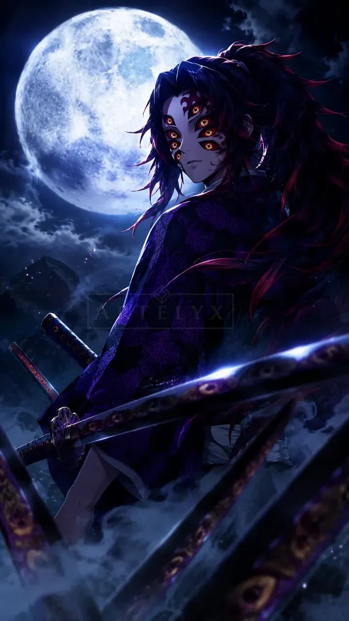 Kokushibo Moonblade metal wall art by Artelyx Studios