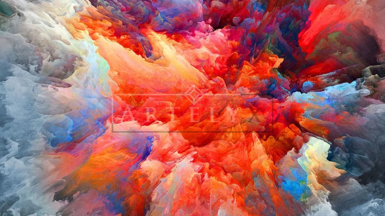 Chromatic Eruption in Motion metal wall art by Artelyx Studios