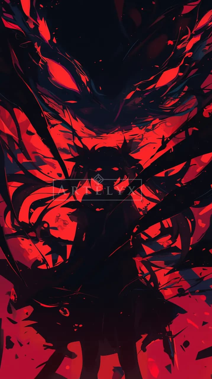 Crimson Entity in the Void metal wall art by Artelyx Studios