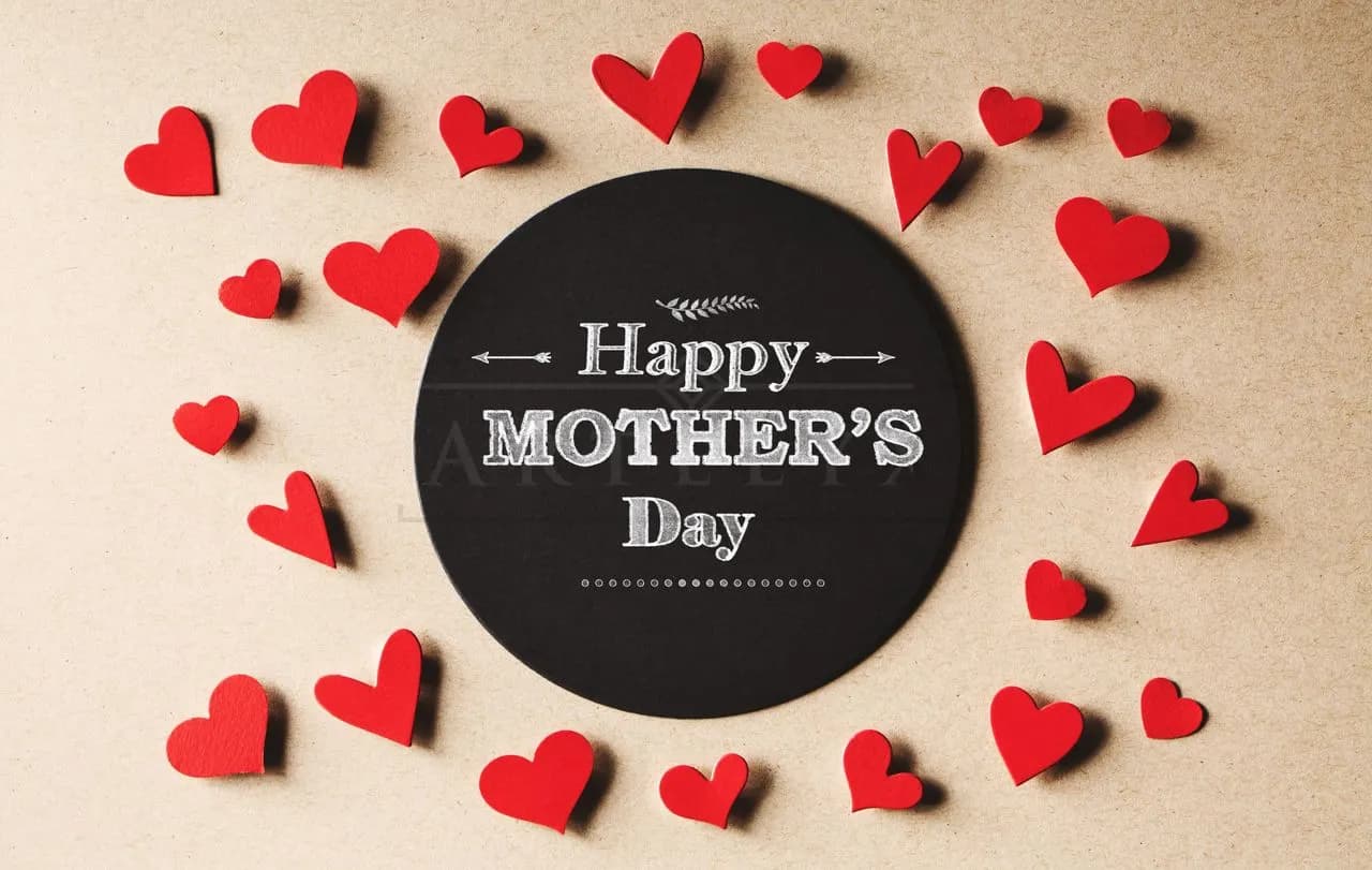 Happy Mother’s Day Hearts Flatlay metal wall art by Artelyx Studios