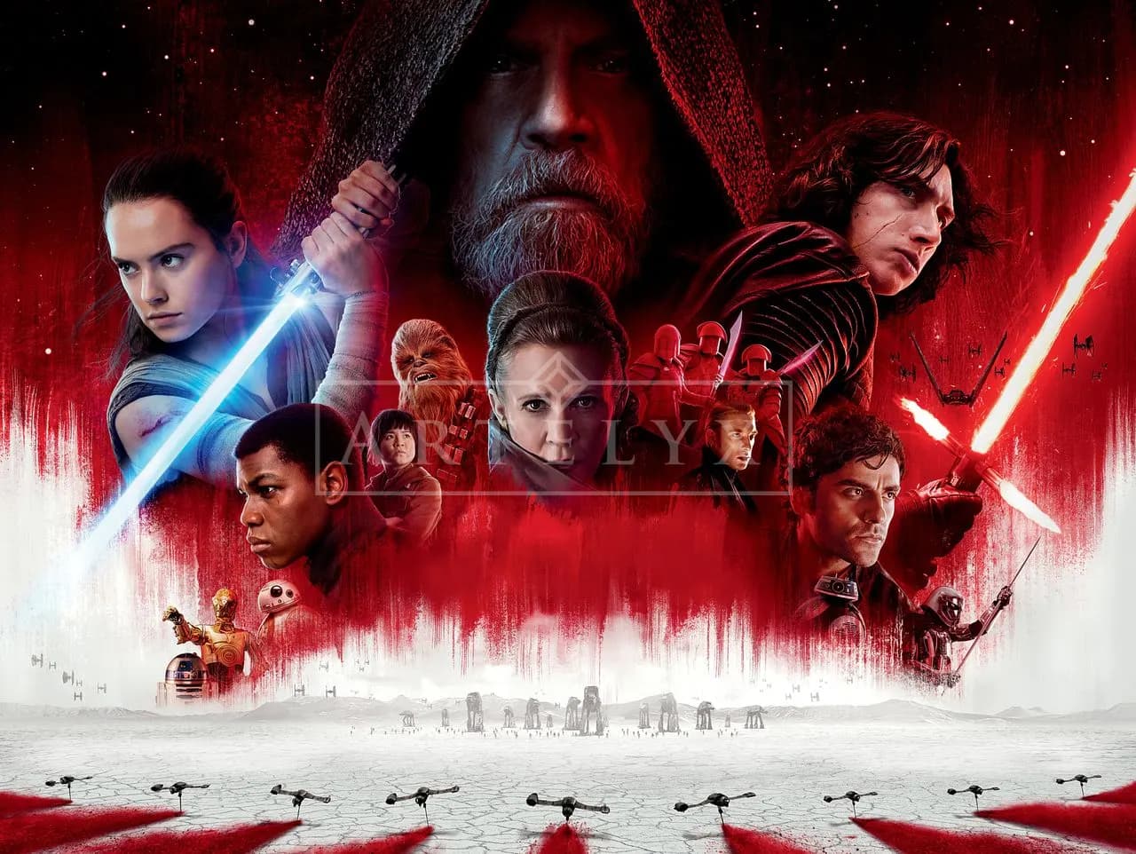 Crimson Clash of a Galactic Saga metal wall art by Artelyx Studios