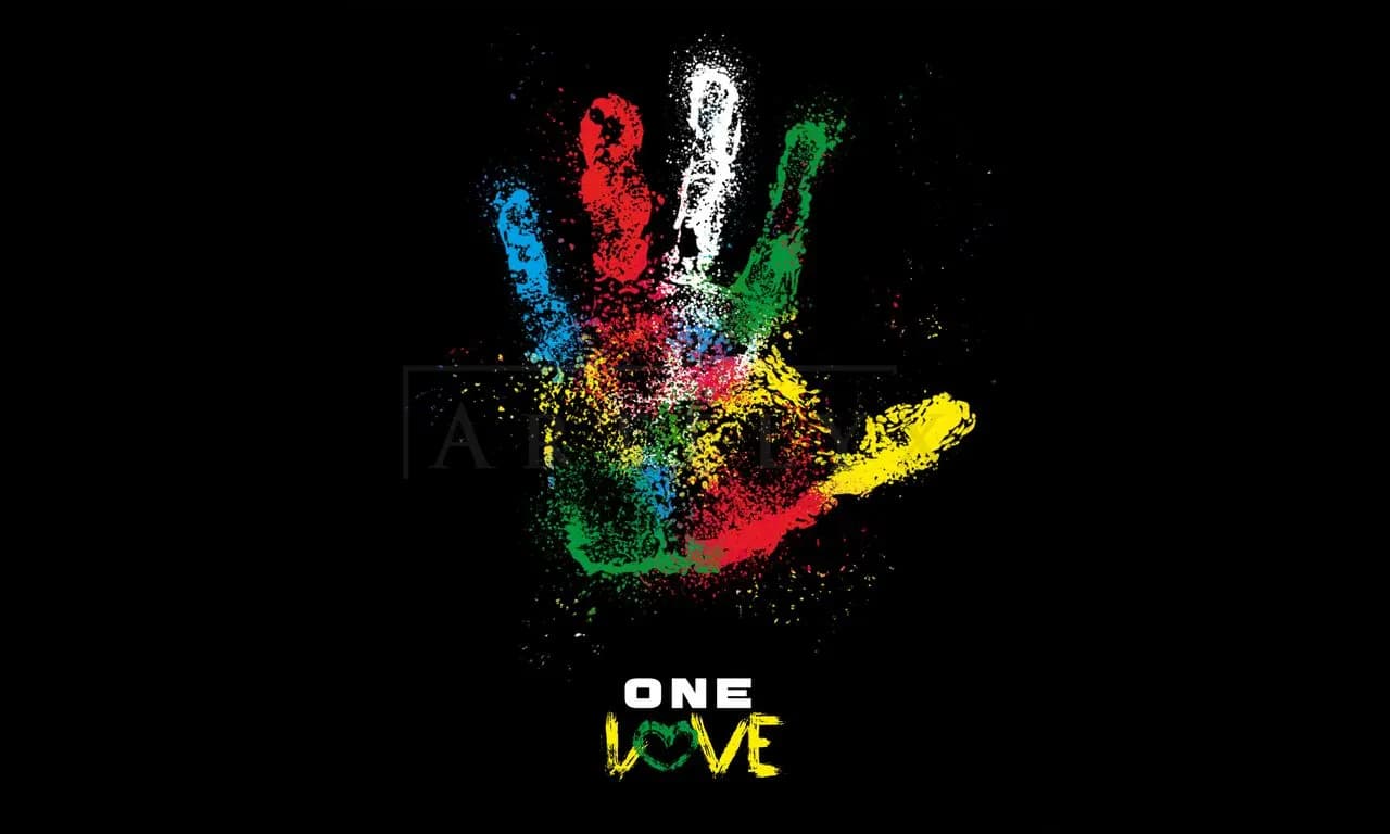 Bob Marley One Love Handprint metal wall art by Artelyx Studios