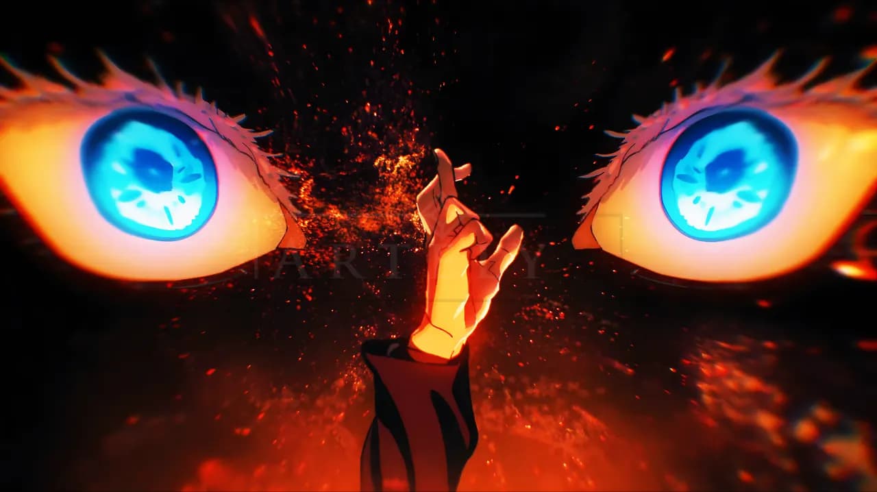 Inferno Eyes Anime Power Scene metal wall art by Artelyx Studios