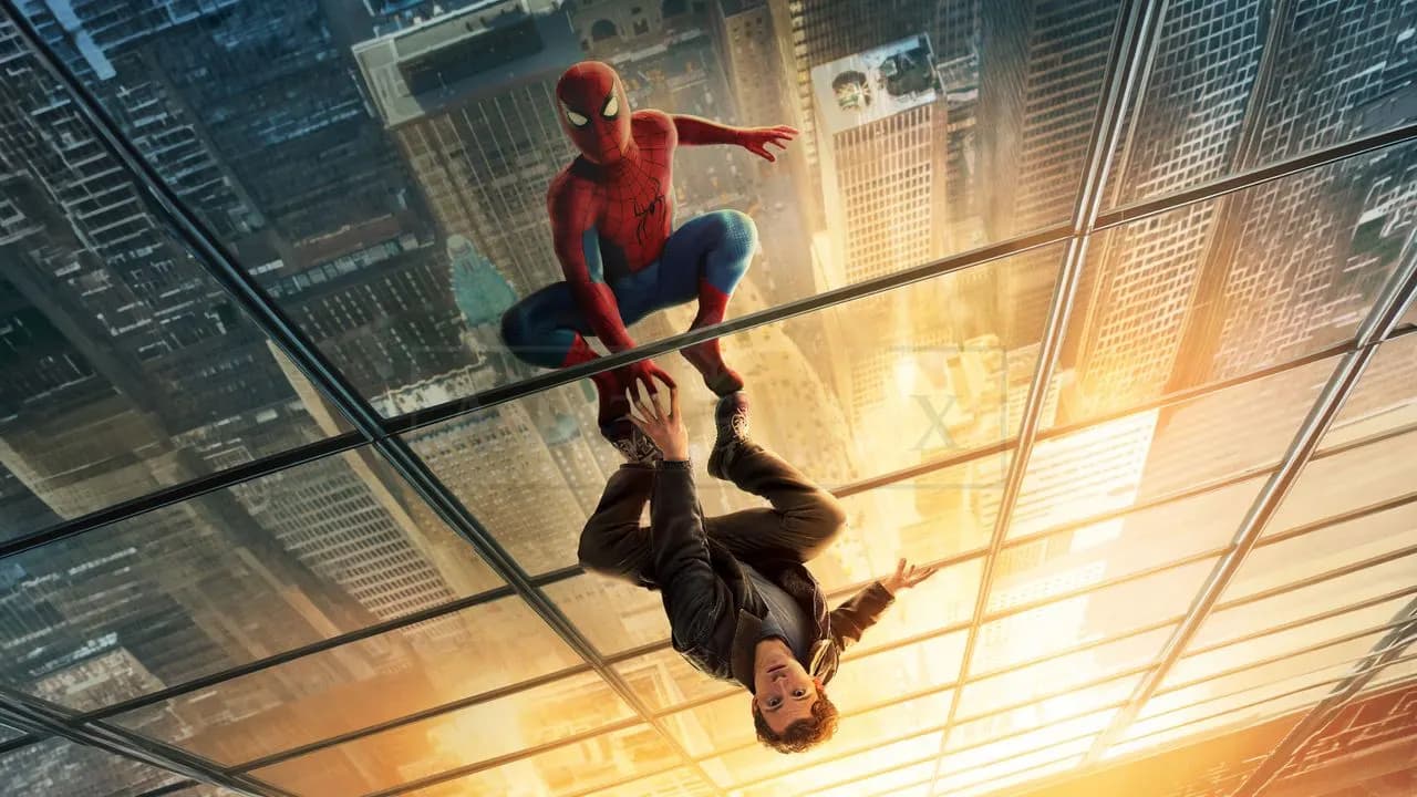 Web Hero on the Glass Tower metal wall art by Artelyx Studios