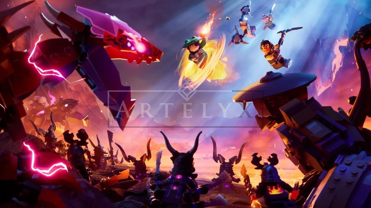 Brick Battle in the Lava Realm metal wall art by Artelyx Studios
