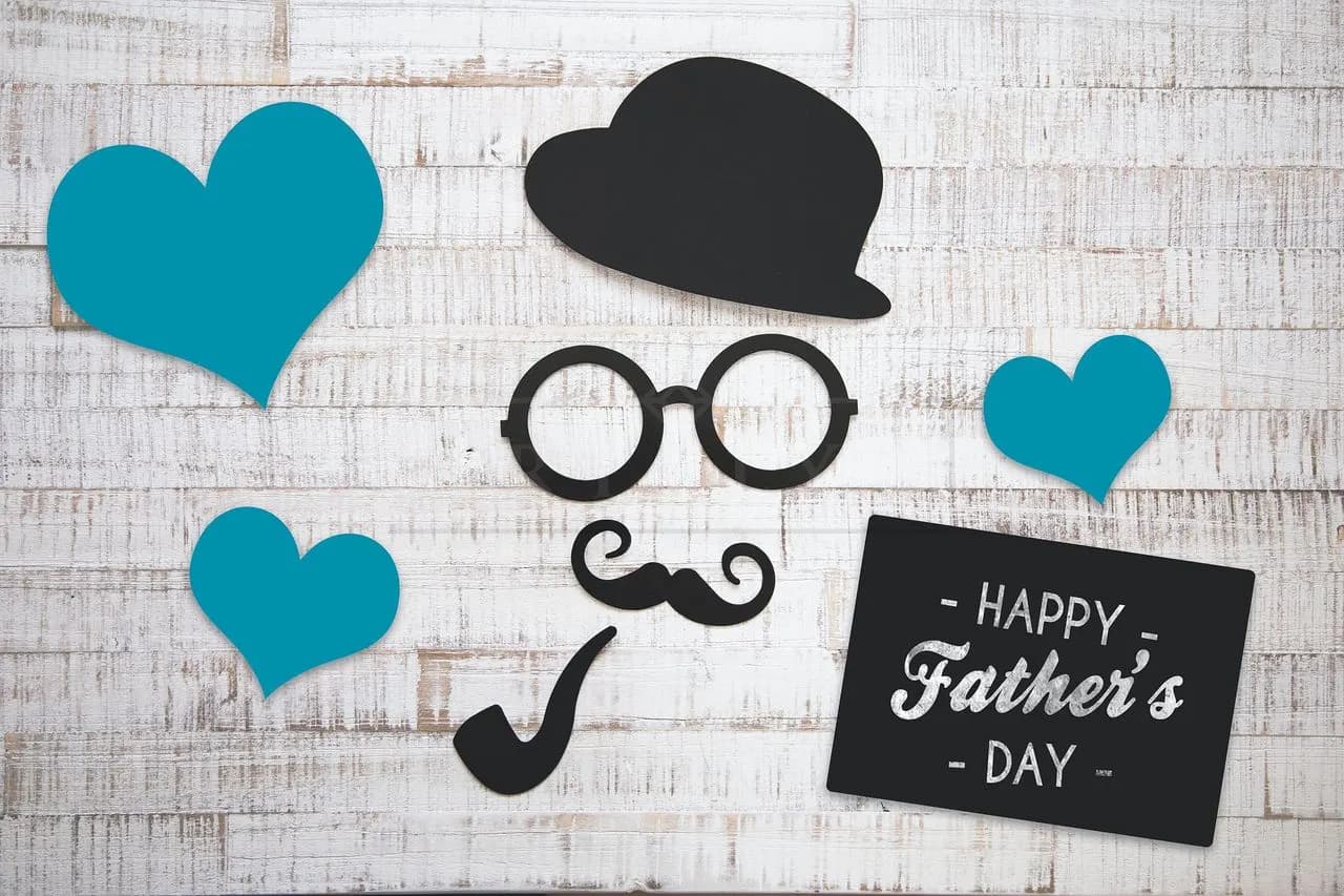 Happy Father’s Day Mustache Flatlay metal wall art by Artelyx Studios