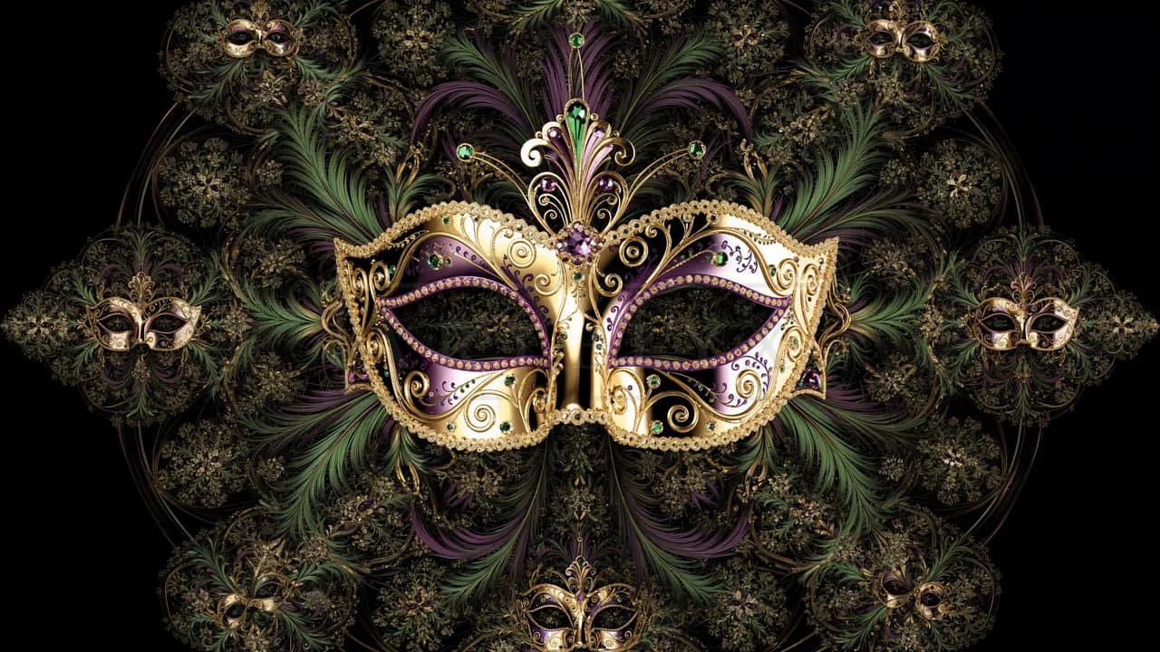 Ornate Venetian Mask Design metal wall art by Artelyx Studios