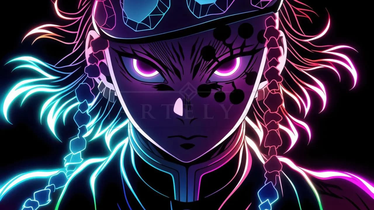 Neon Anime Warrior Portrait metal wall art by Artelyx Studios