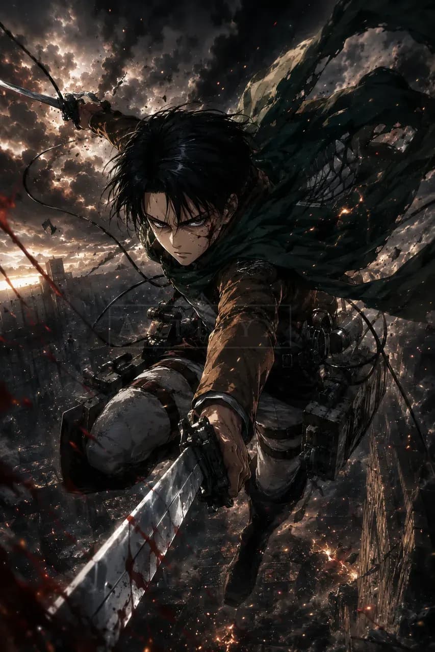 Levi Ackerman Final Assault metal wall art by Artelyx Studios