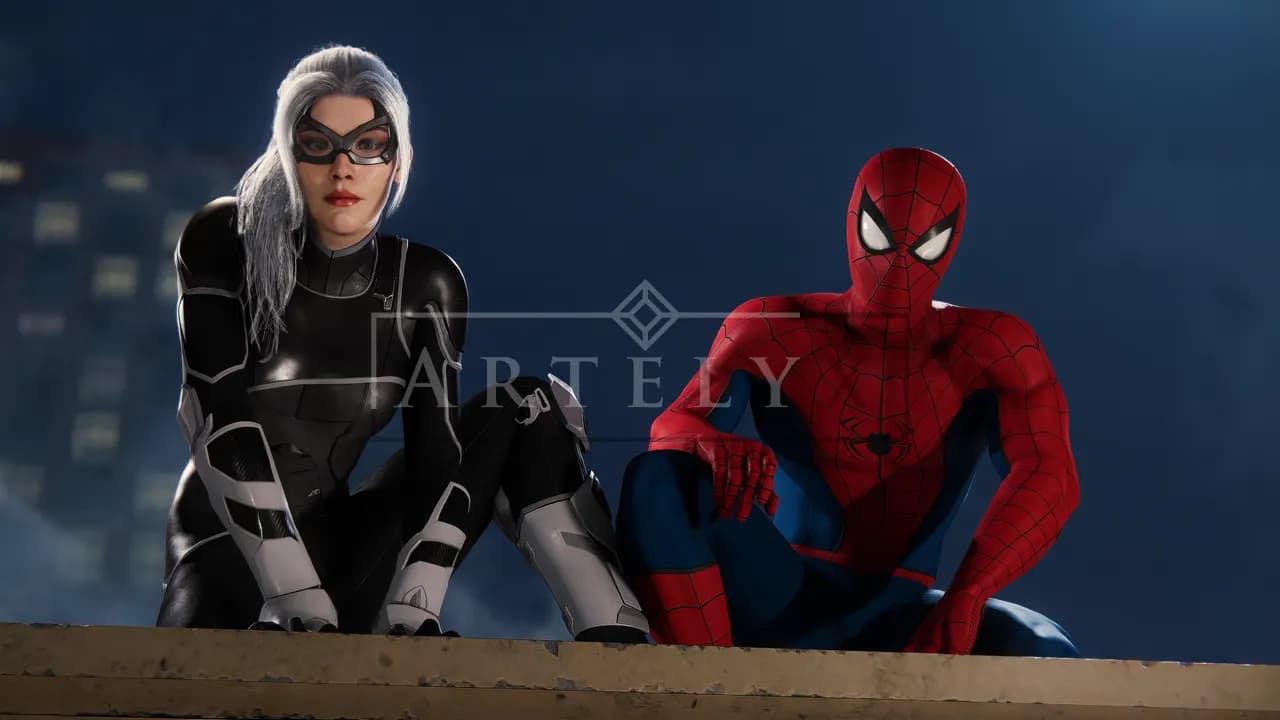 Rooftop Vigil with the Masked Duo metal wall art by Artelyx Studios