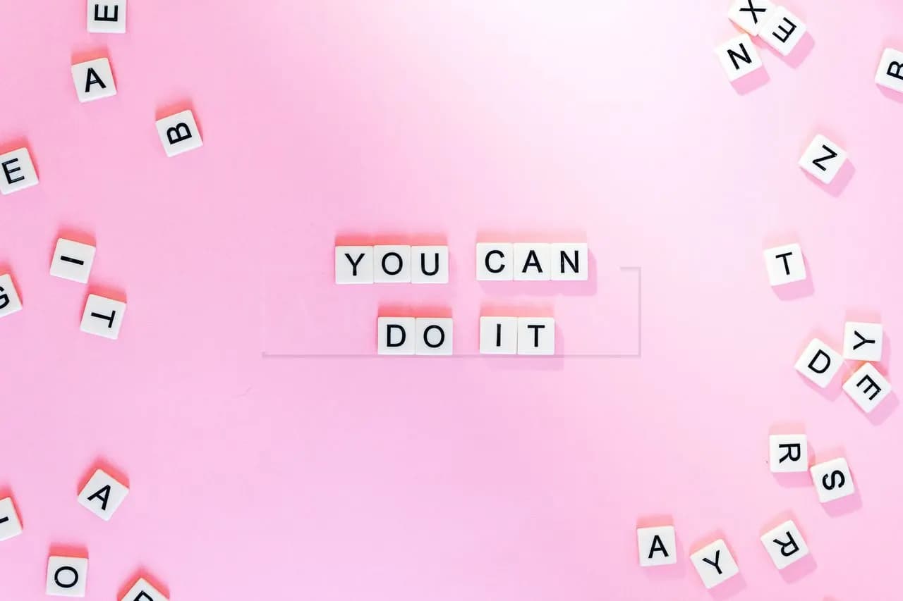 You Can Do It Pink Letter Tiles metal wall art by Artelyx Studios