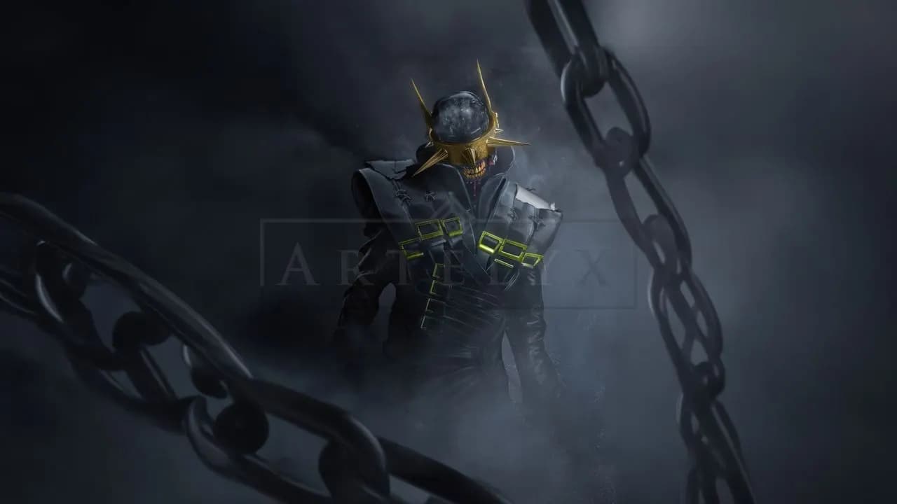 The Dark Knight of Broken Chains metal wall art by Artelyx Studios