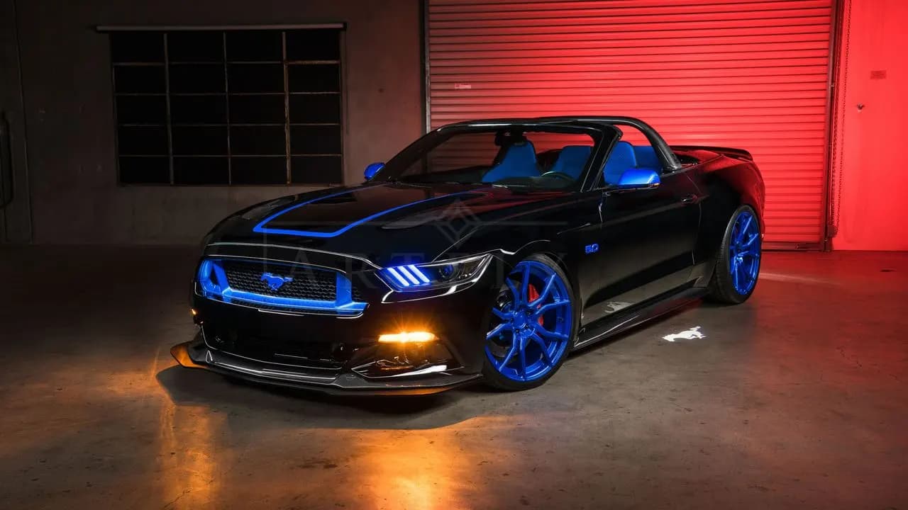 Midnight Blue Mustang metal wall art by Artelyx Studios