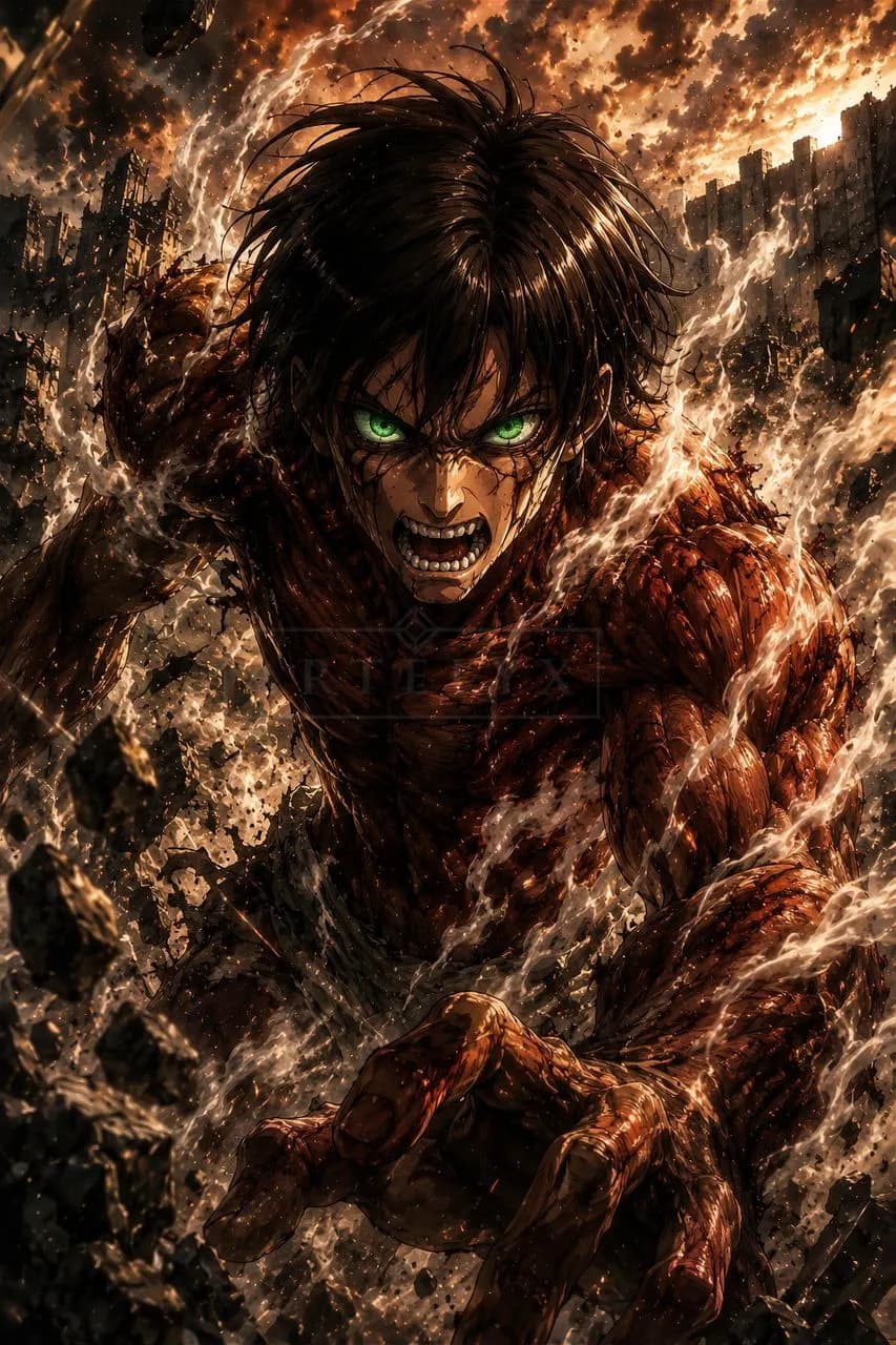 Eren Yeager Titan Rage metal wall art by Artelyx Studios