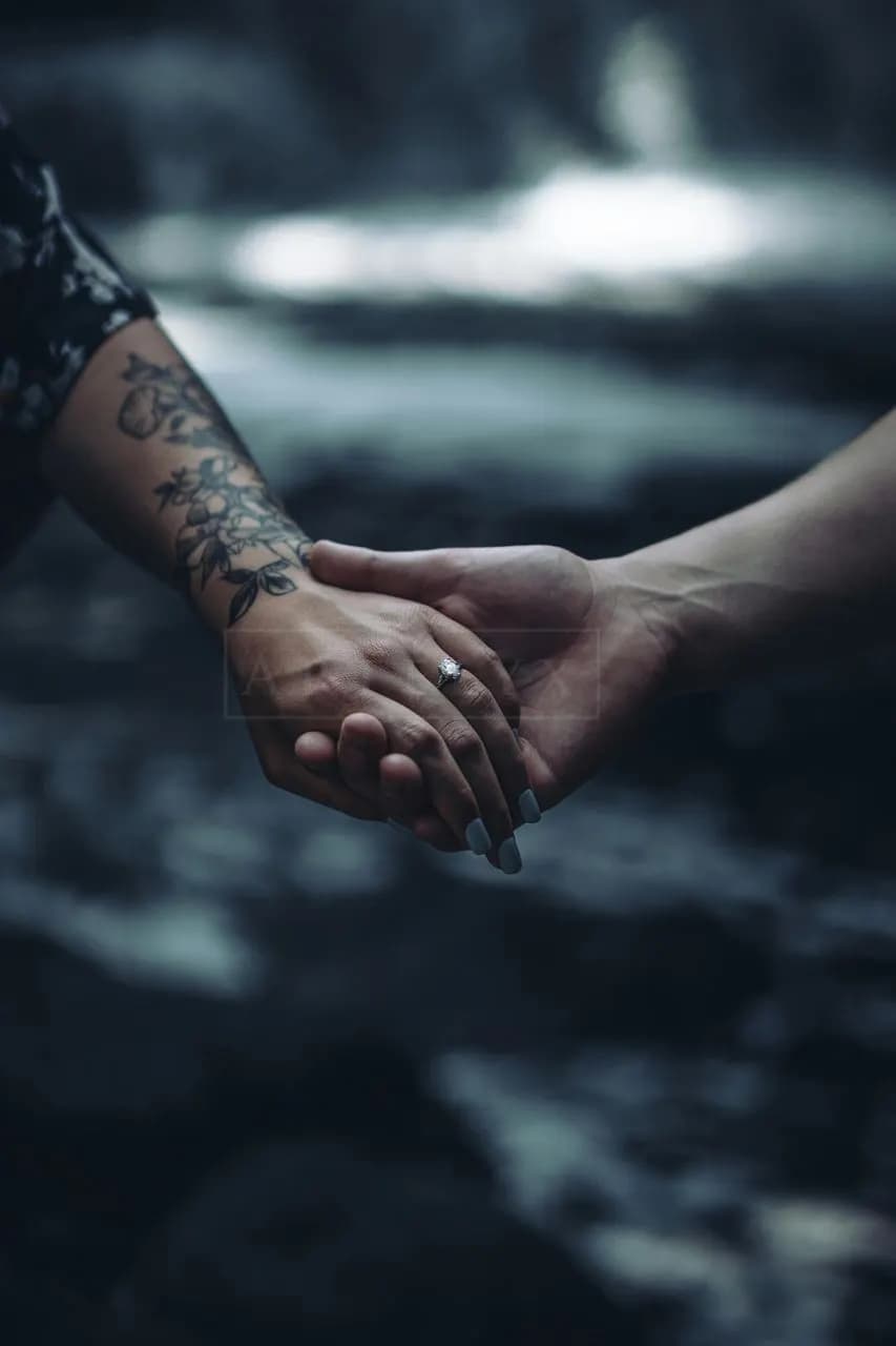 Holding Hands in the Mist metal wall art by Artelyx Studios