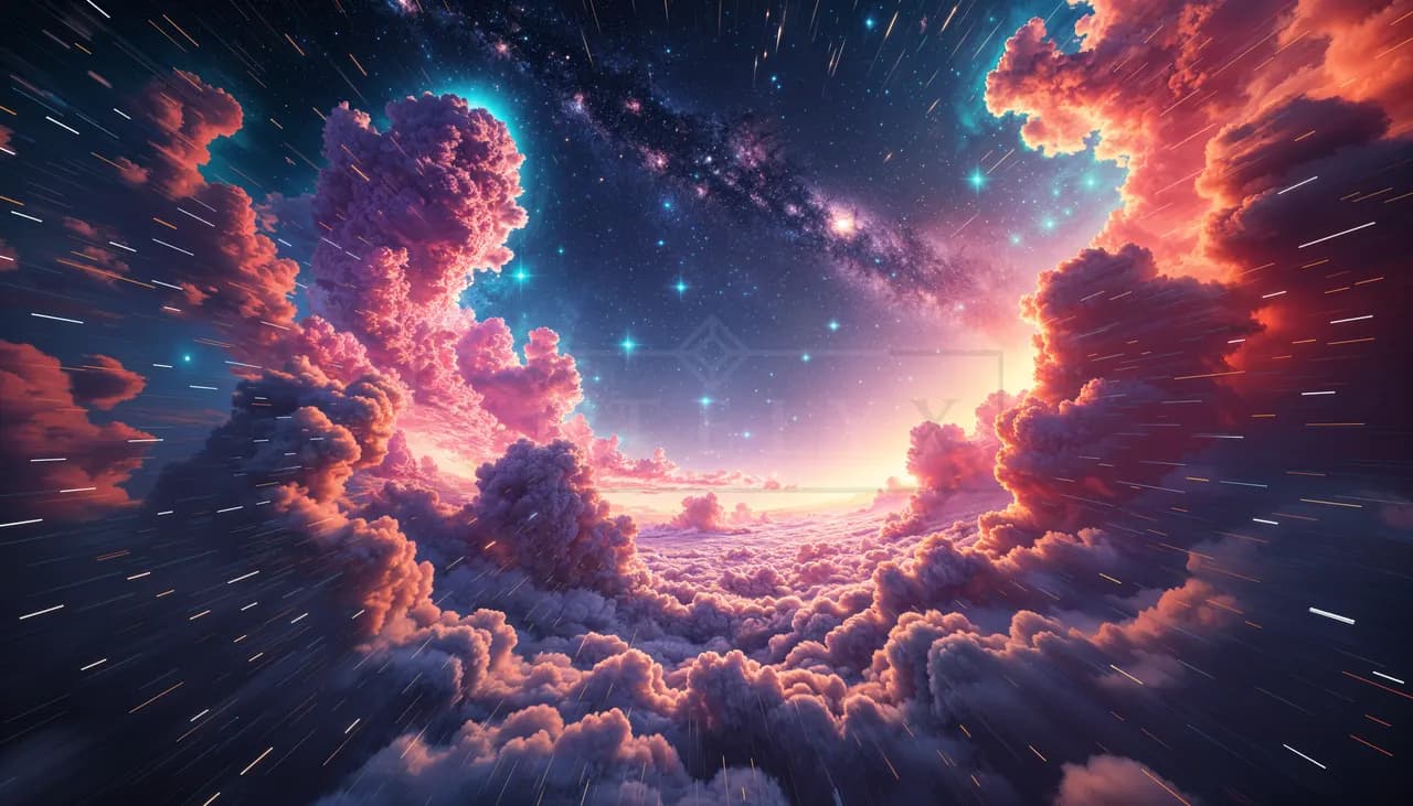 Celestial Cloud Tunnel metal wall art by Artelyx Studios