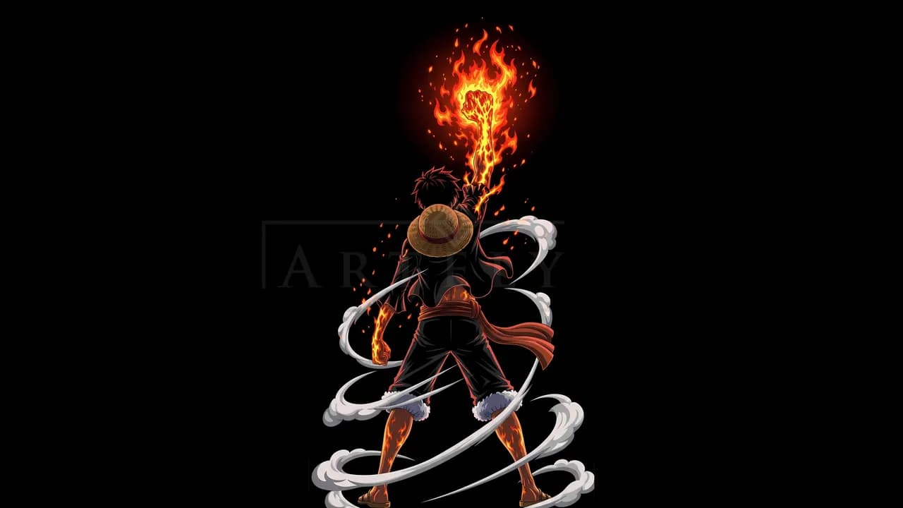 Monkey D. Luffy Flame Fist Silhouette metal wall art by Artelyx Studios