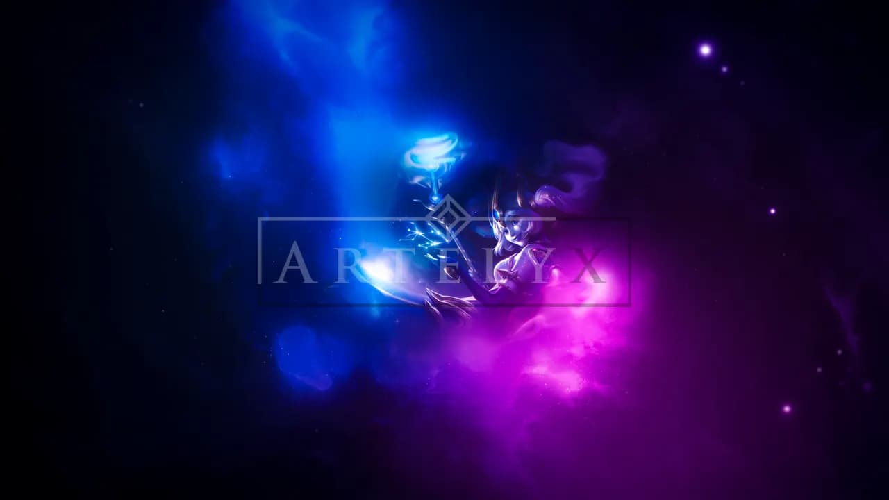 Cosmic Sorceress in Neon Nebula metal wall art by Artelyx Studios