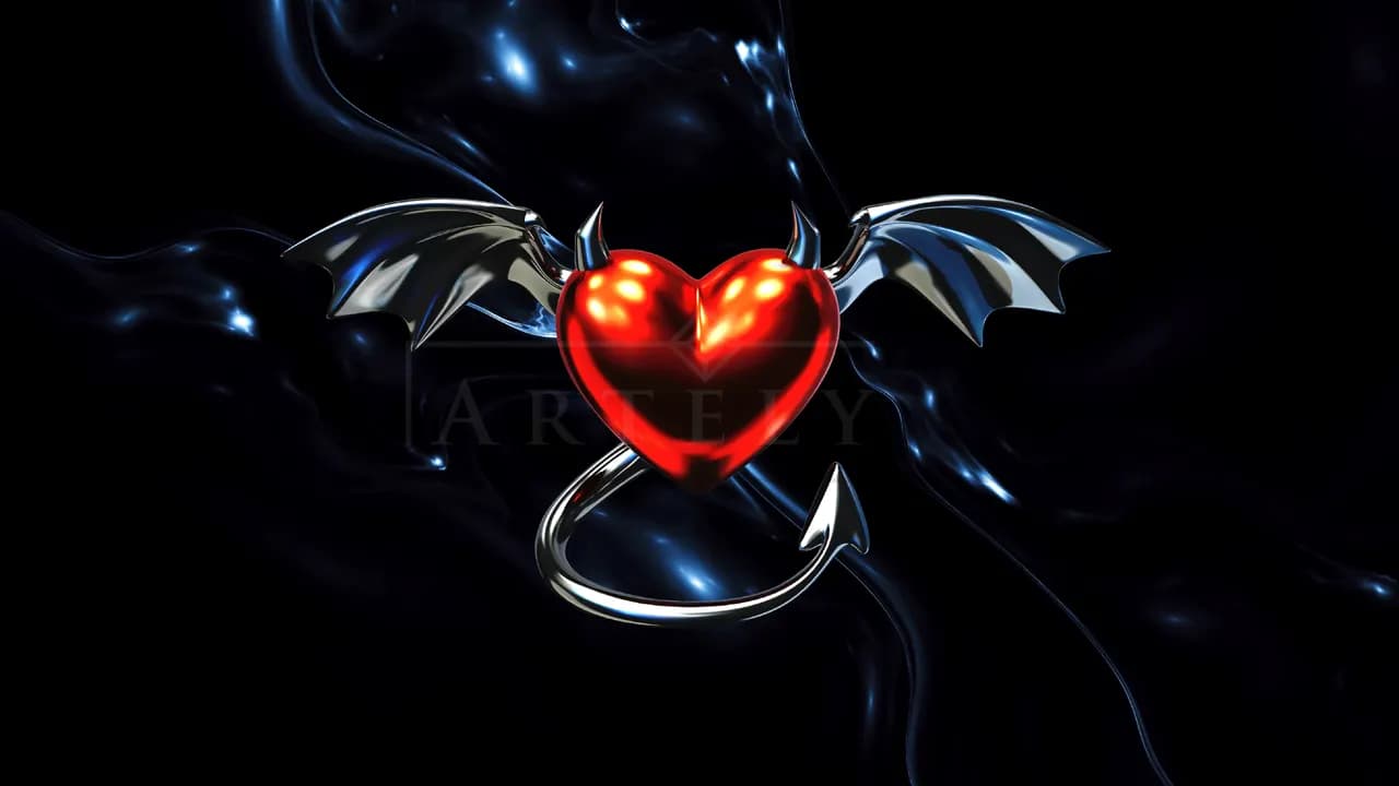 Devil Heart Chrome metal wall art by Artelyx Studios