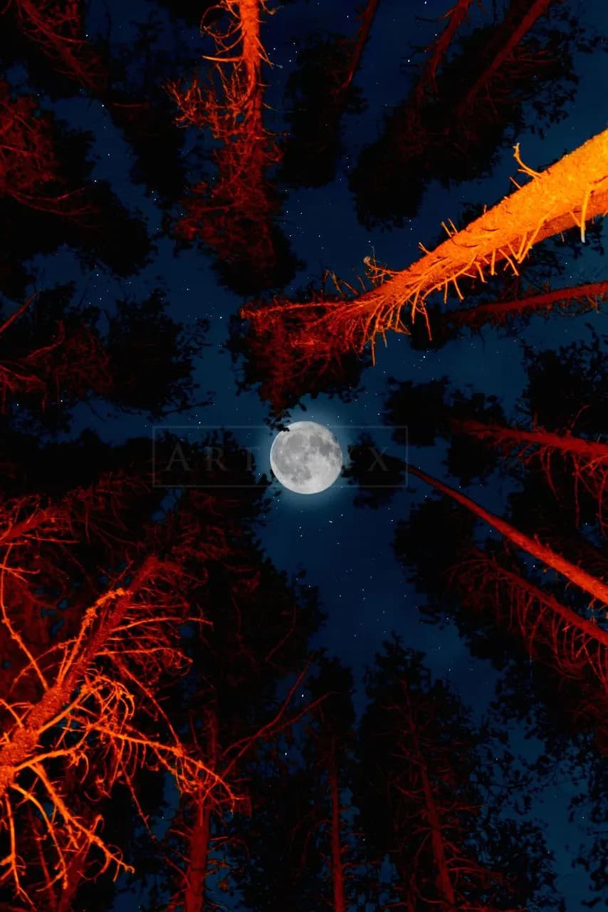 Moonlit Forest Canopy metal wall art by Artelyx Studios