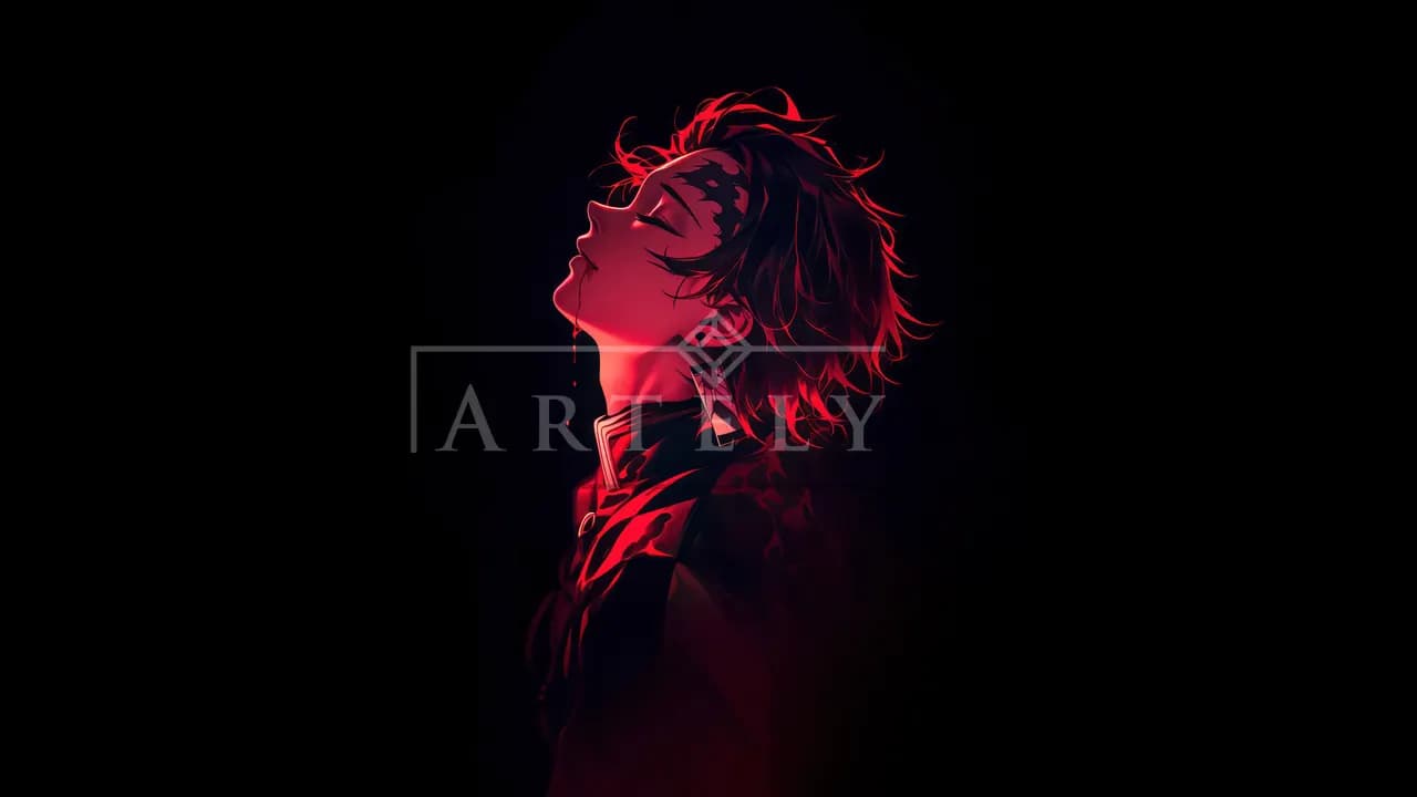 Silent Pain in Crimson metal wall art by Artelyx Studios