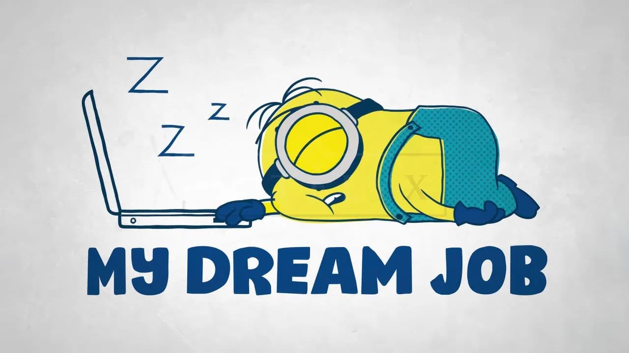 Sleeping Minion Dream Job Illustration metal wall art by Artelyx Studios